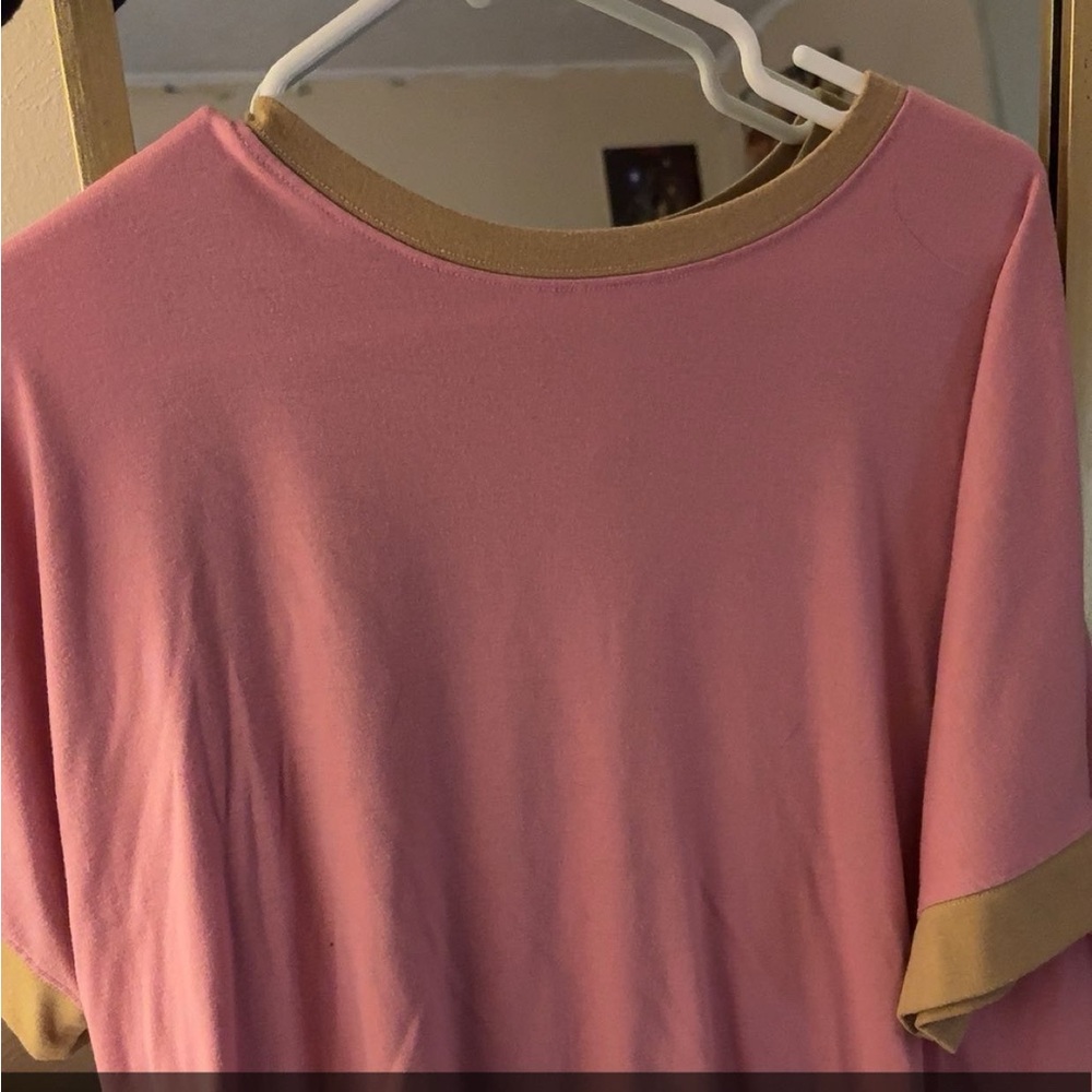 Pink and Tan Cropped Shirt